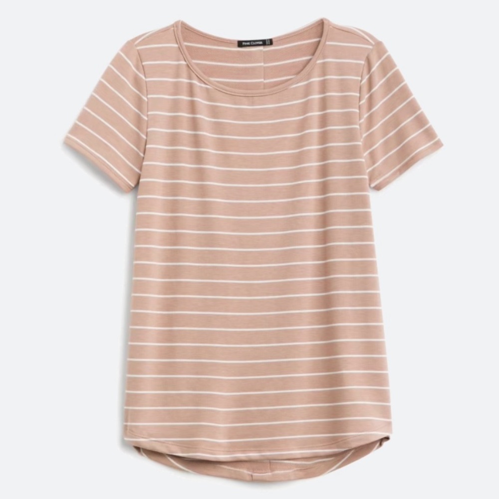 Pink Clover Daisee Button Back Short Sleeve Brown/Tan/Nude/Blush Knit Top Med